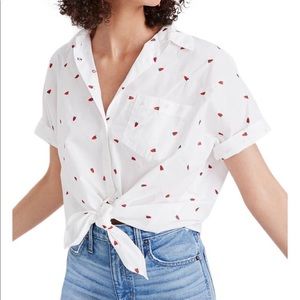 Madewell Embroidered short-sleeved tie shirt